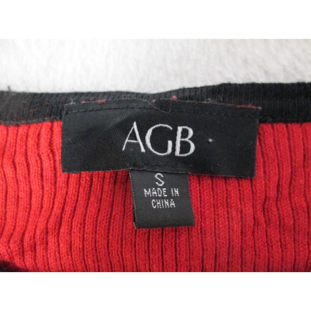 AGB Sweater Dress S Black Red Stripe Pencil Crew Neck Cotton Rayon Blend (RK115) - Picture 5 of 10